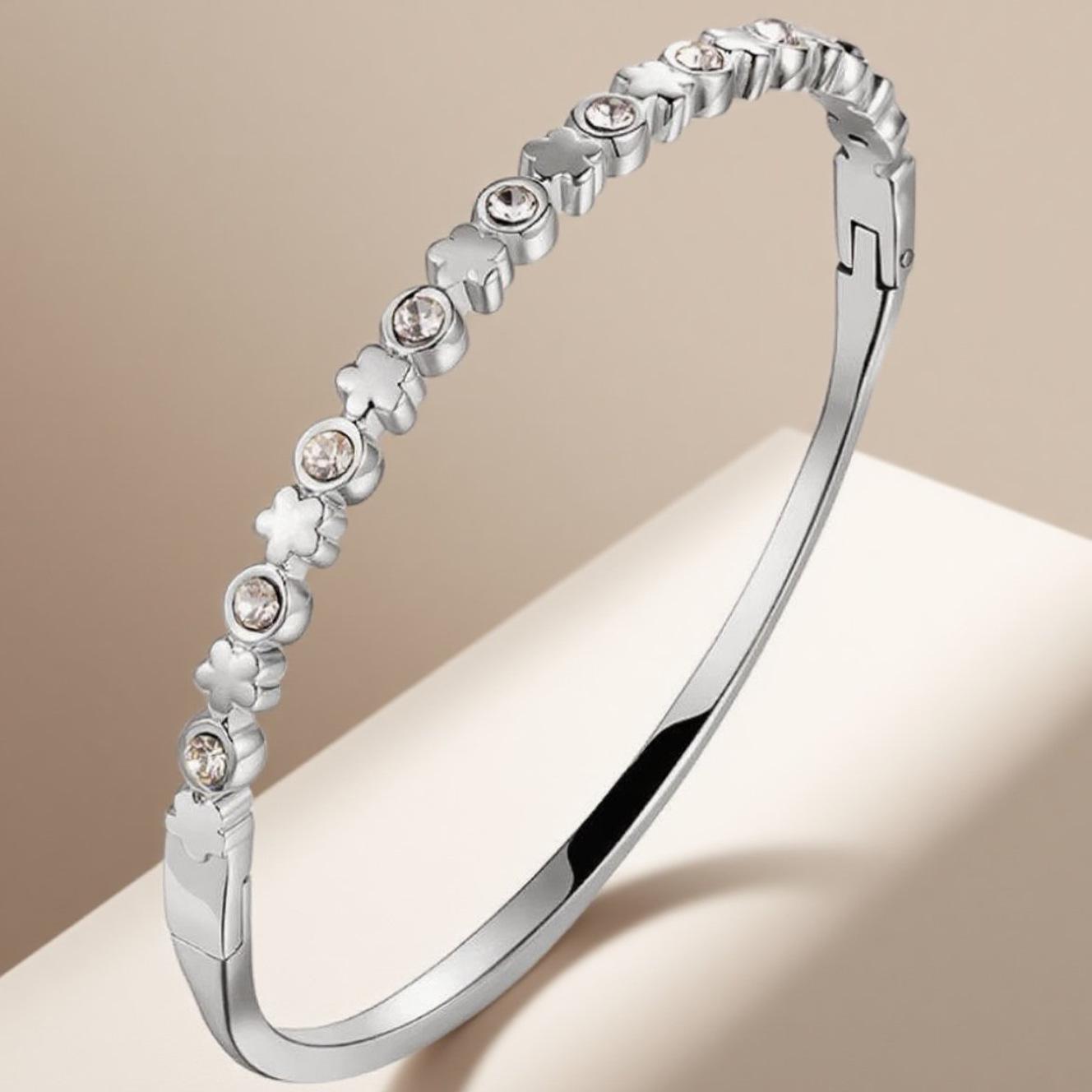 Stainless Steel Zircon Star Women s Bracelet - High-End Luxury, Non-Fading Titanium Steel