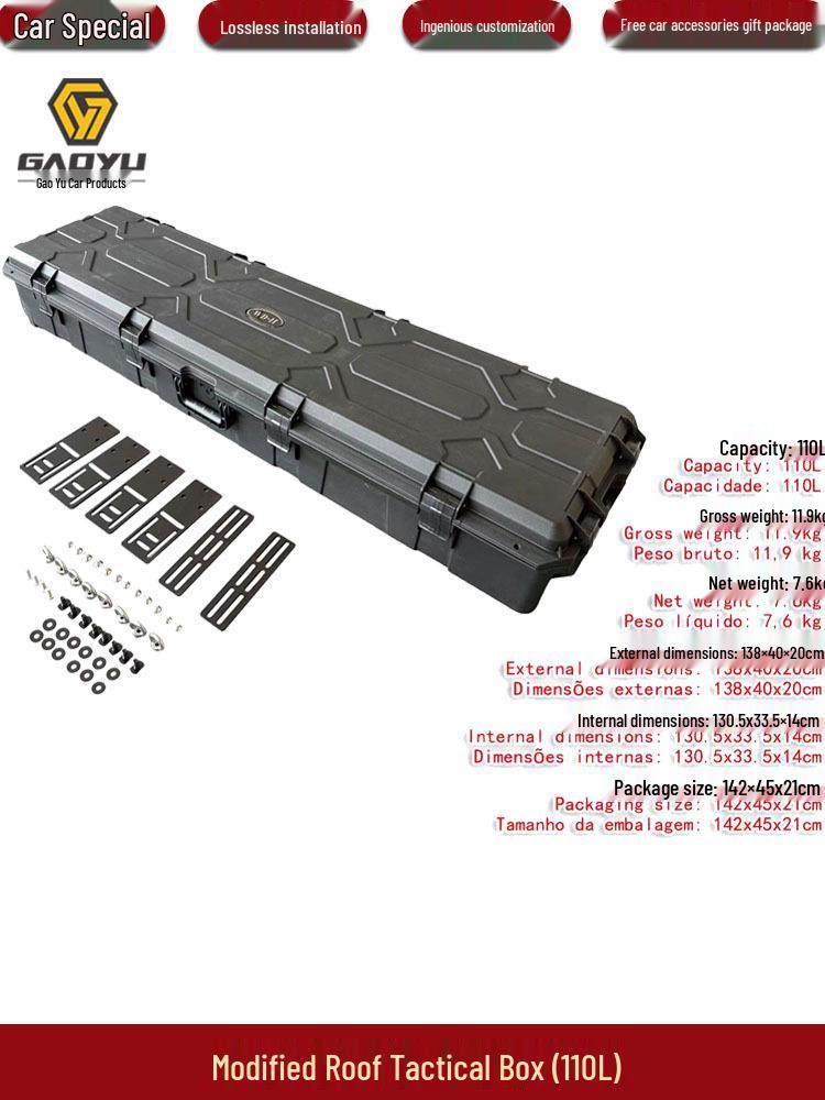 Shockproof Waterproof Roof Equipment Box for Off-Road Vehicles, Large Capacity