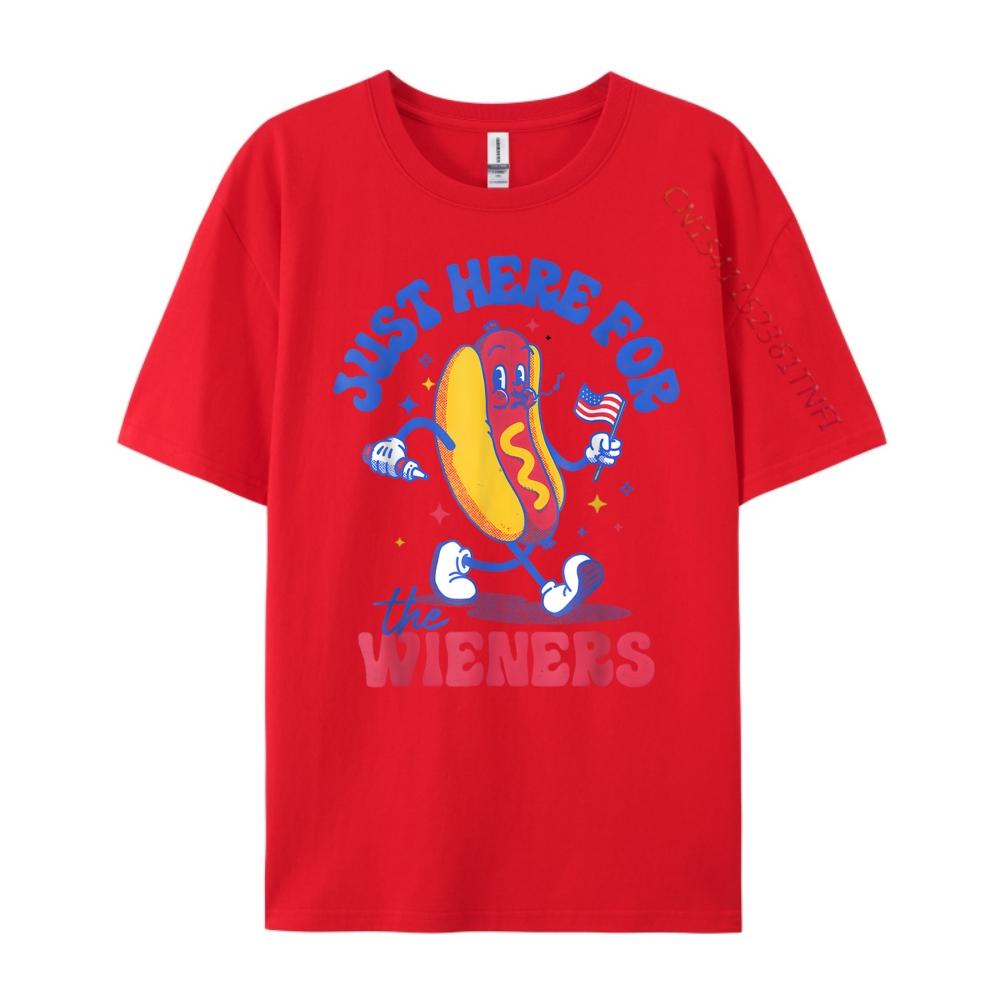 

Hot Dog Im Just Here For The Wieners Funny Fourth of July XS Graphic T Shirts Camisas De Hombre Man Tops Tees Punk Style S