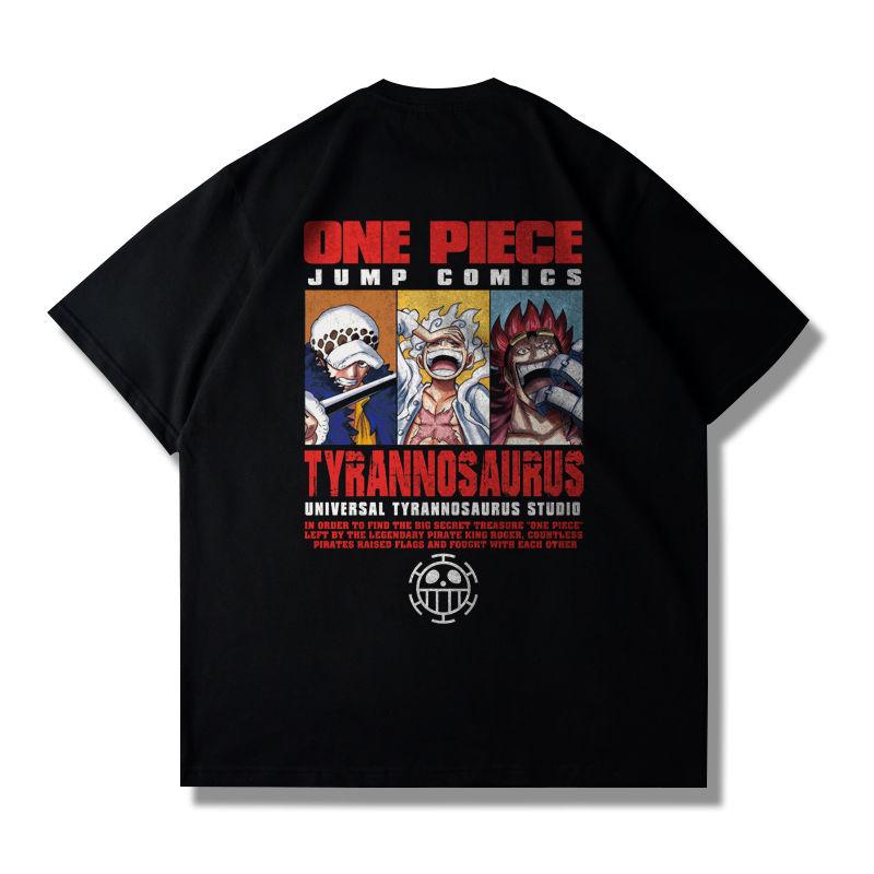 Summer Pure Cotton Japanese ONE PIECE Luffy Tide Brand Short-sleeved Animation T-shirt Printed Men and Women Loose Ins