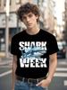Shark Week Graphic Tshirt Graphic Tshirt - Black with Bol...