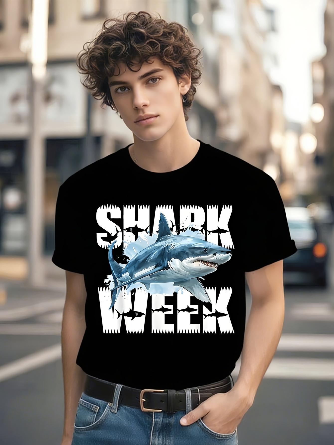 Shark Week Graphic Tshirt Graphic Tshirt - Black with Bol... S