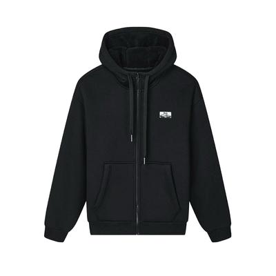 Fila Original Fashion Casual Loose Fleece Zip-Up Long Sleeve Jacket Sweatshirt Men Jackets Black F51M449502F-BK