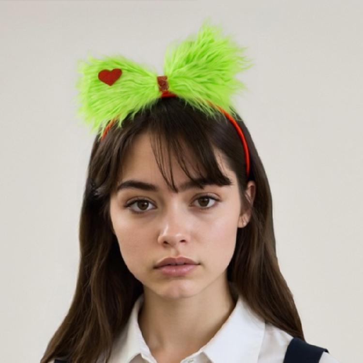 Hair Clip/Headband Plush Green Design Easy Snap Fastener Jewelry For Christmas Celebrations Family Gatherings