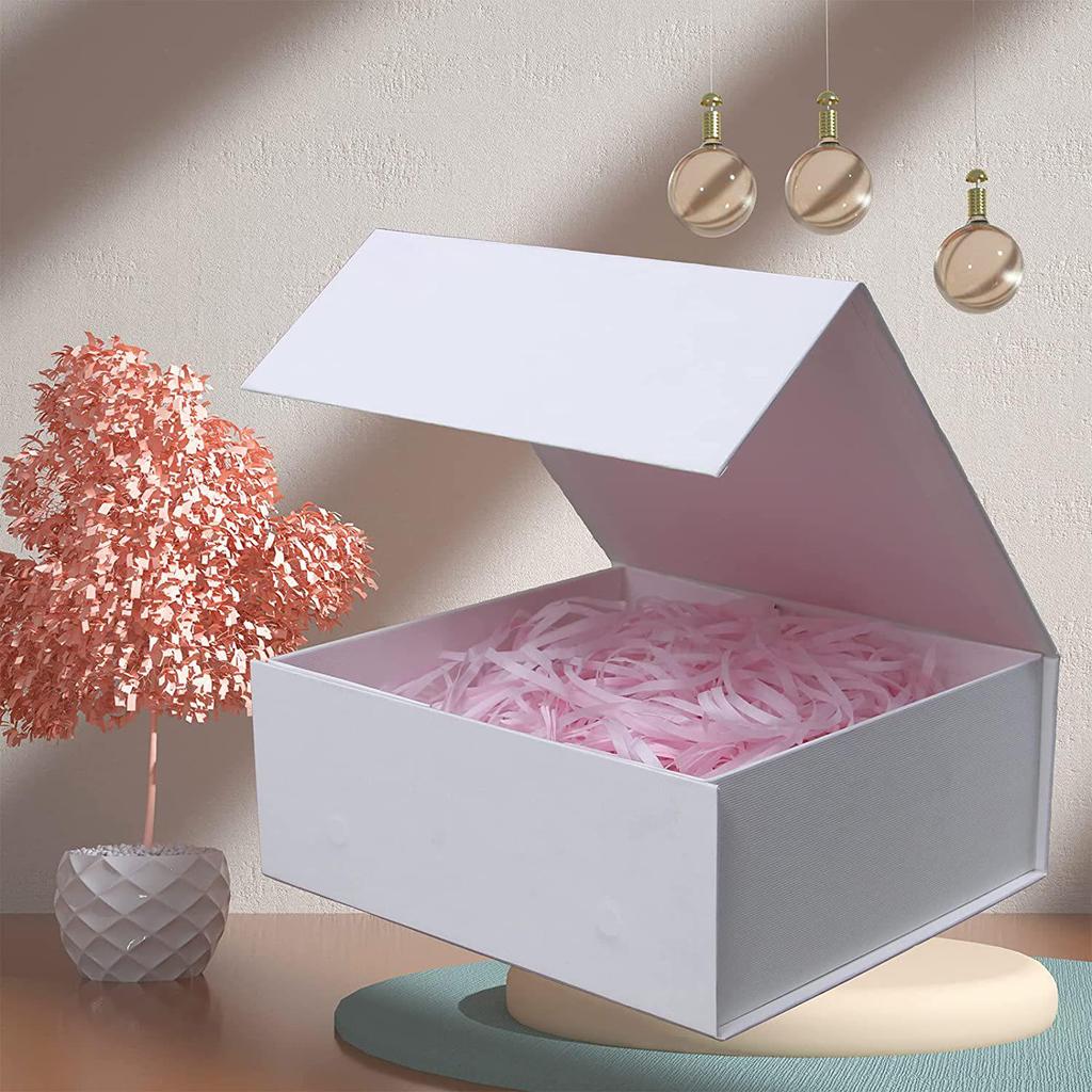 White Magnetic Closure Folding Gift Box for Weddings and Christmas, Lipstick Storage, Flip-Top Design