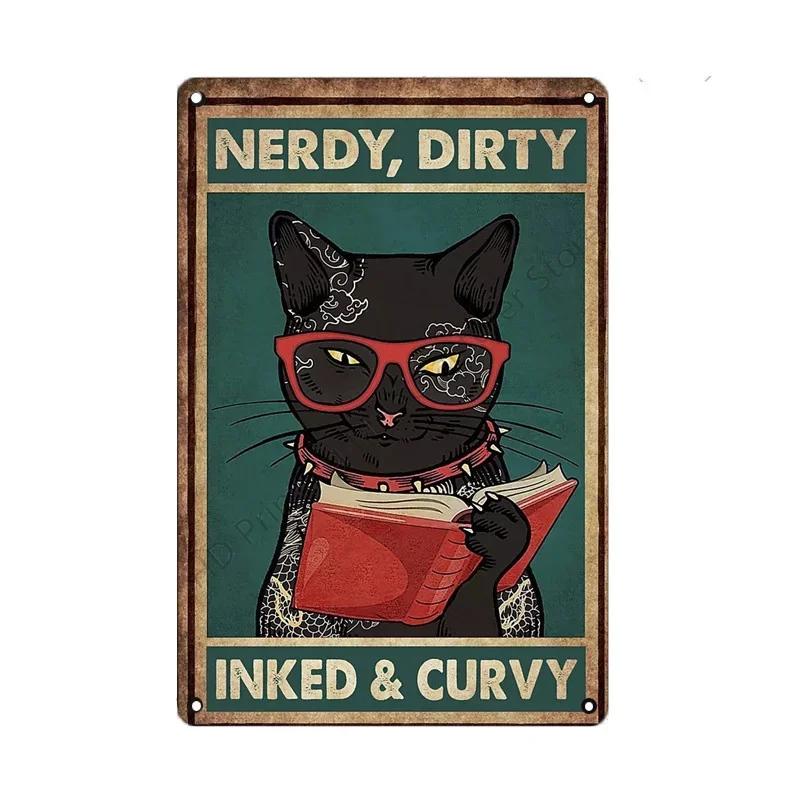 Black Cat Metal Sign Vintage Cattle Metal Plaque Tin Painting Art Poster Kitchen Decoration For Living Room Pet Shop Wall Decor