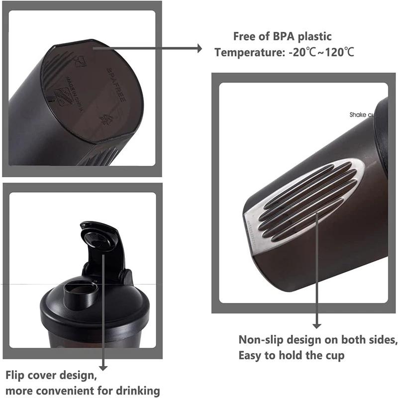 400ML Sport Shaker Bottle Plastic Whey Protein Powder Mixing Bottle with Stainless Ball for Workout Fitness Gym Outdoor Use