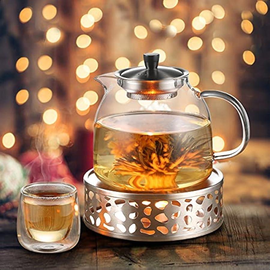 Stainless Steel Teapot Warmer Metal Teapot Heater with Tealight Holder Stainless Steel Candle Base Coffee Tea Warmer for Glass