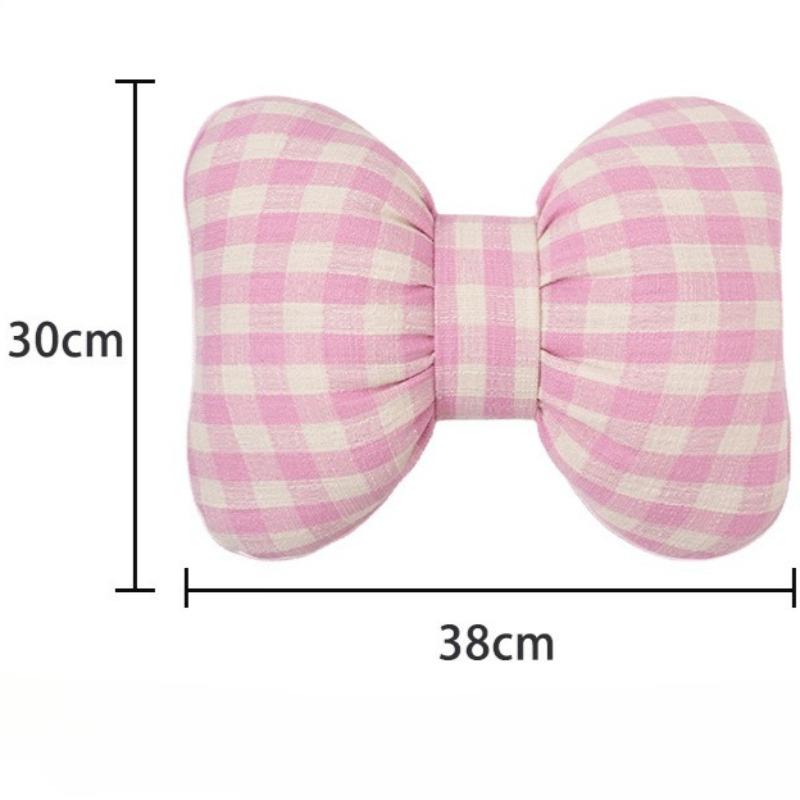 Cute Bowknot Pillow Bedroom Decor Throw Pillow Home Decor Waist-Support Creative Plaid Bow Decorative