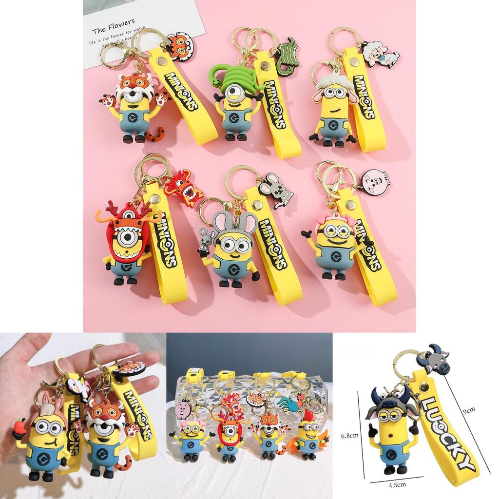 Adorable Cartoon Zodiac Silicone Keychain Cute Animal Car Hanging Charm