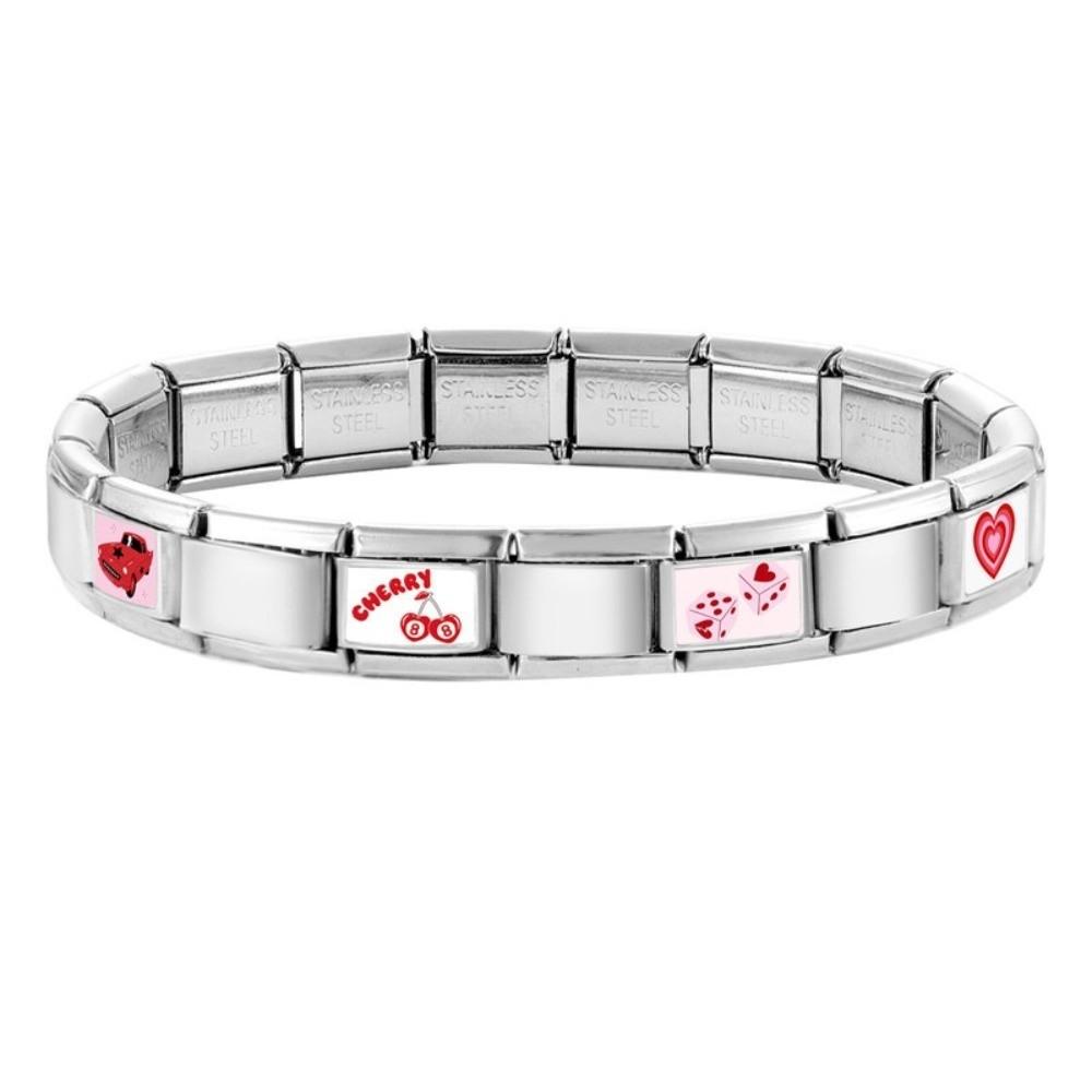 Rotes Rosa Herz Armband Buntes Charm-Armband Gliederarmband Zubehör Für Geschenke