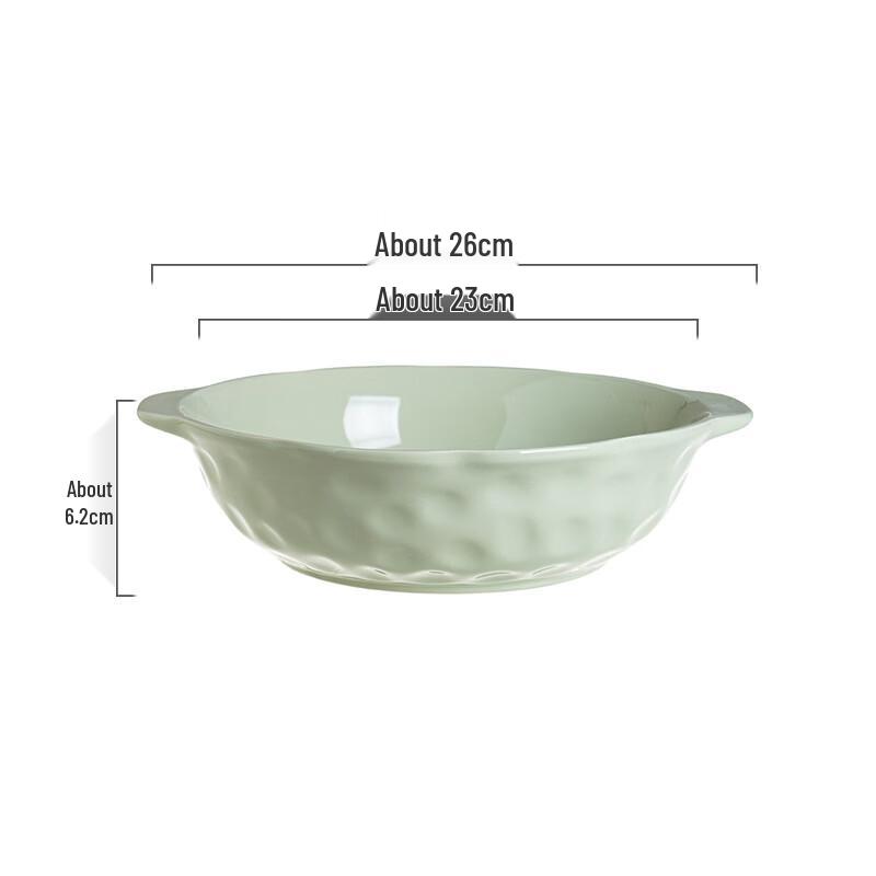 10-inch Cream Green Ceramic Soup Bowl