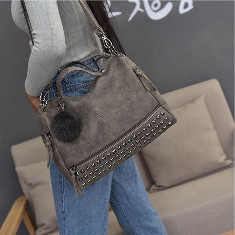 Chic And Spacious Casual Women Large Capacity Solid Rivet Shoulder Messenger Crossbody Bags