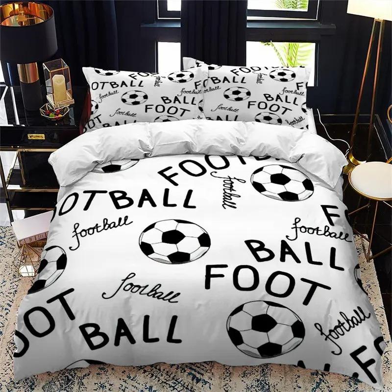 

Football Bedding Set For Teen Boys Room Decor Ball Sport Duvet Cover Set Microfiber Soccer Game Comforter Cover Twin King Size AU Single(140x210cm)