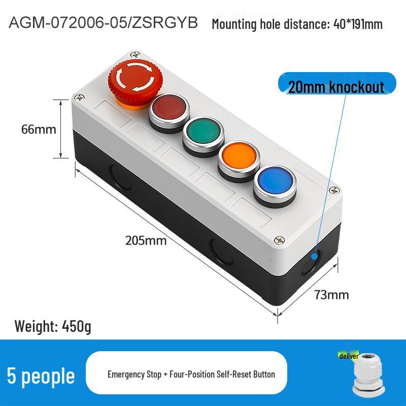 KEOLEA Waterproof Emergency Stop & Start Button, Industrial Self-Reset Push Control Box