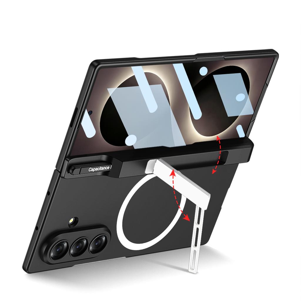 Applicable To Samsung ZFold8Ultra Folding Screen Mobile Phone Case Wireless Charging Magnetic Suction Pen Holder Creative Bracket Wireless Ring