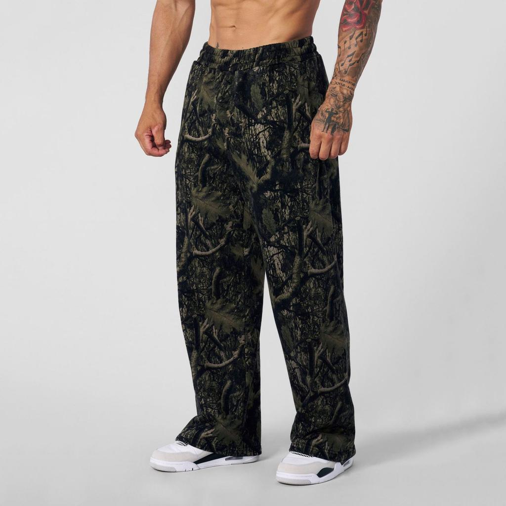 New Loose Sports Jogging Trousers for Men Digital Forest Pattern Street Trend American Casual Trousers