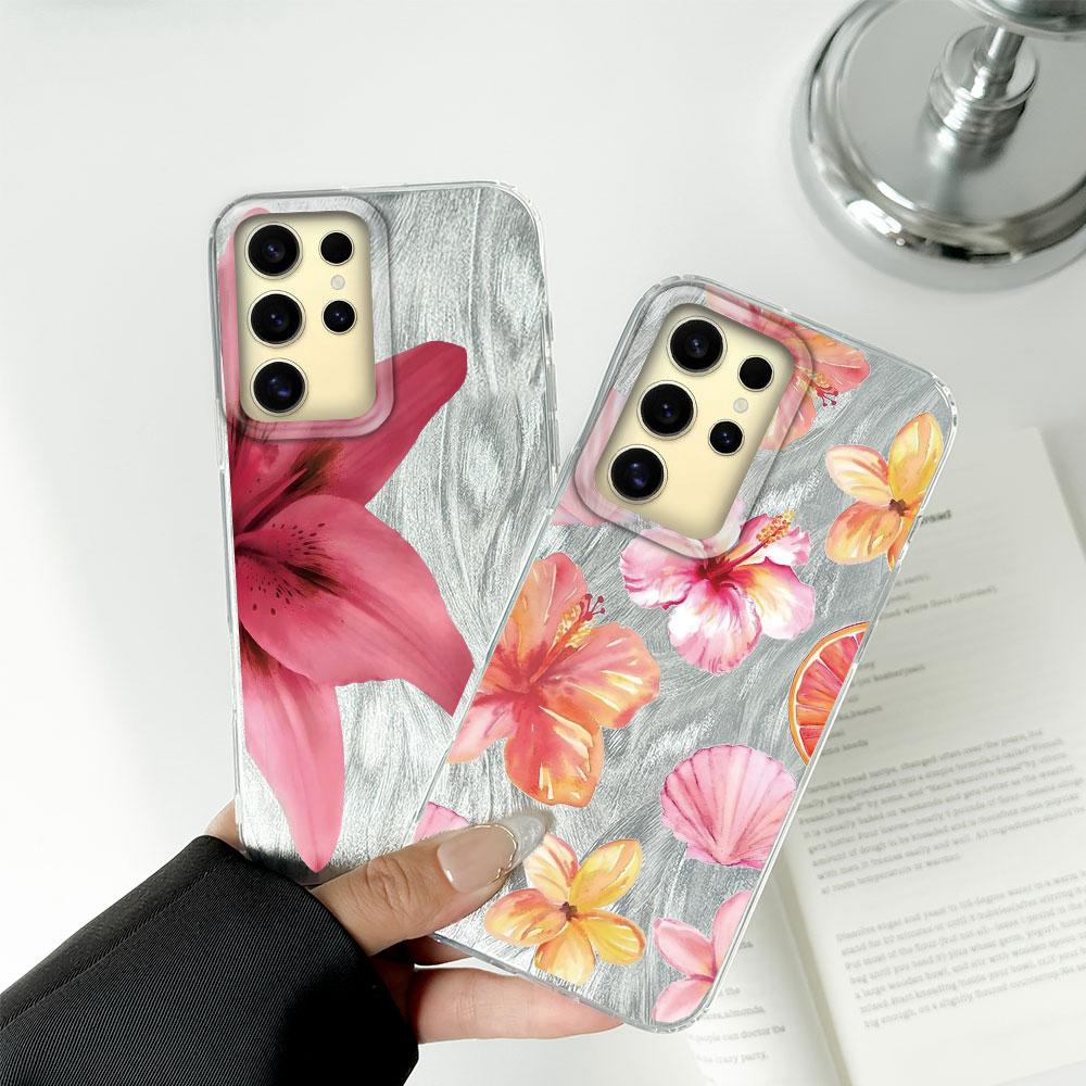 Pink Lily Flower Hard Back Print For Samsung Galaxy S25 Ultra S26 S23 S24 Plus S21 FE S22+ S26+ Shockproof Cover Phone Case Girl