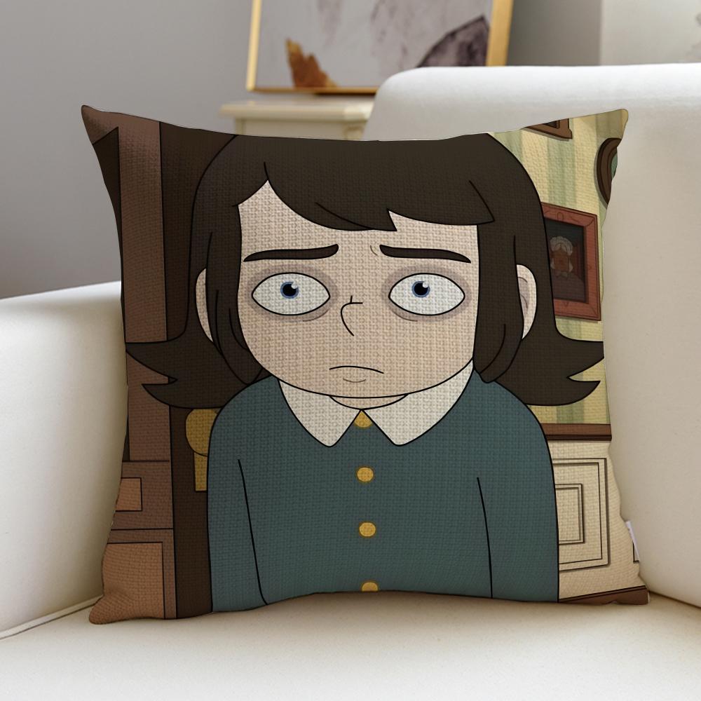 Spooky HHaunted HotelS Cushion Cover Breathable and Skinfriendly Linen Pillowcase Square Removable and Washable Cushion