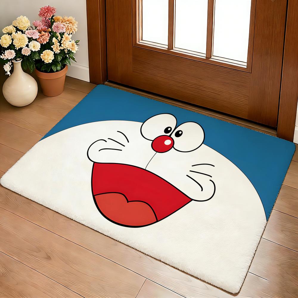 Kwaii Anime D-DoraemonS Floor Mat Cozy Flannel Soft Thick Non-Slip Mat For Living Room Bedroom Kitchen Decor Rugs