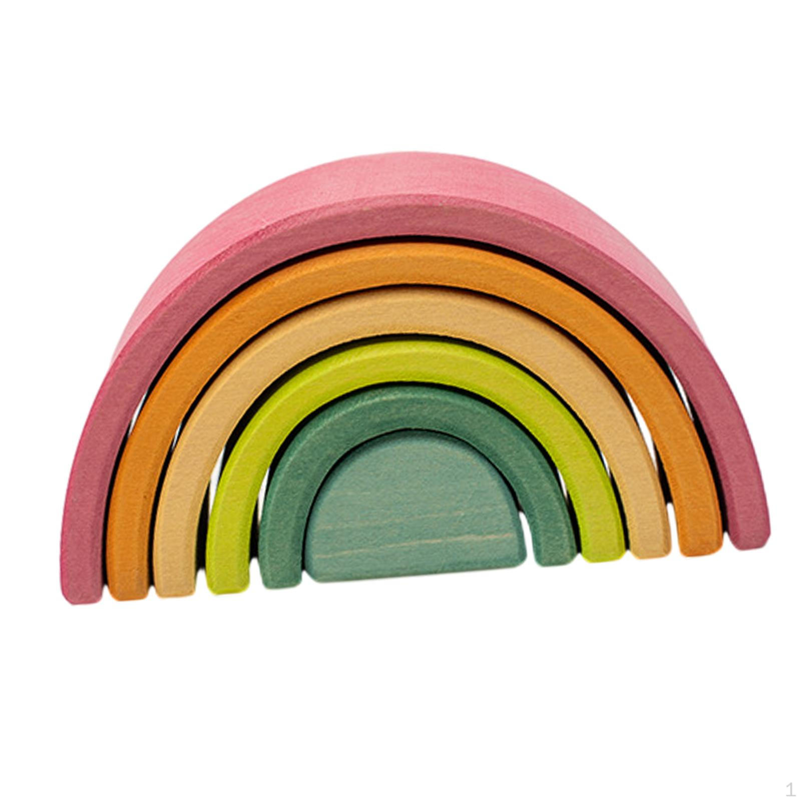 Colorful Wooden Rainbow Stacker Toy for Kids - Montessori Learning Fun Style C