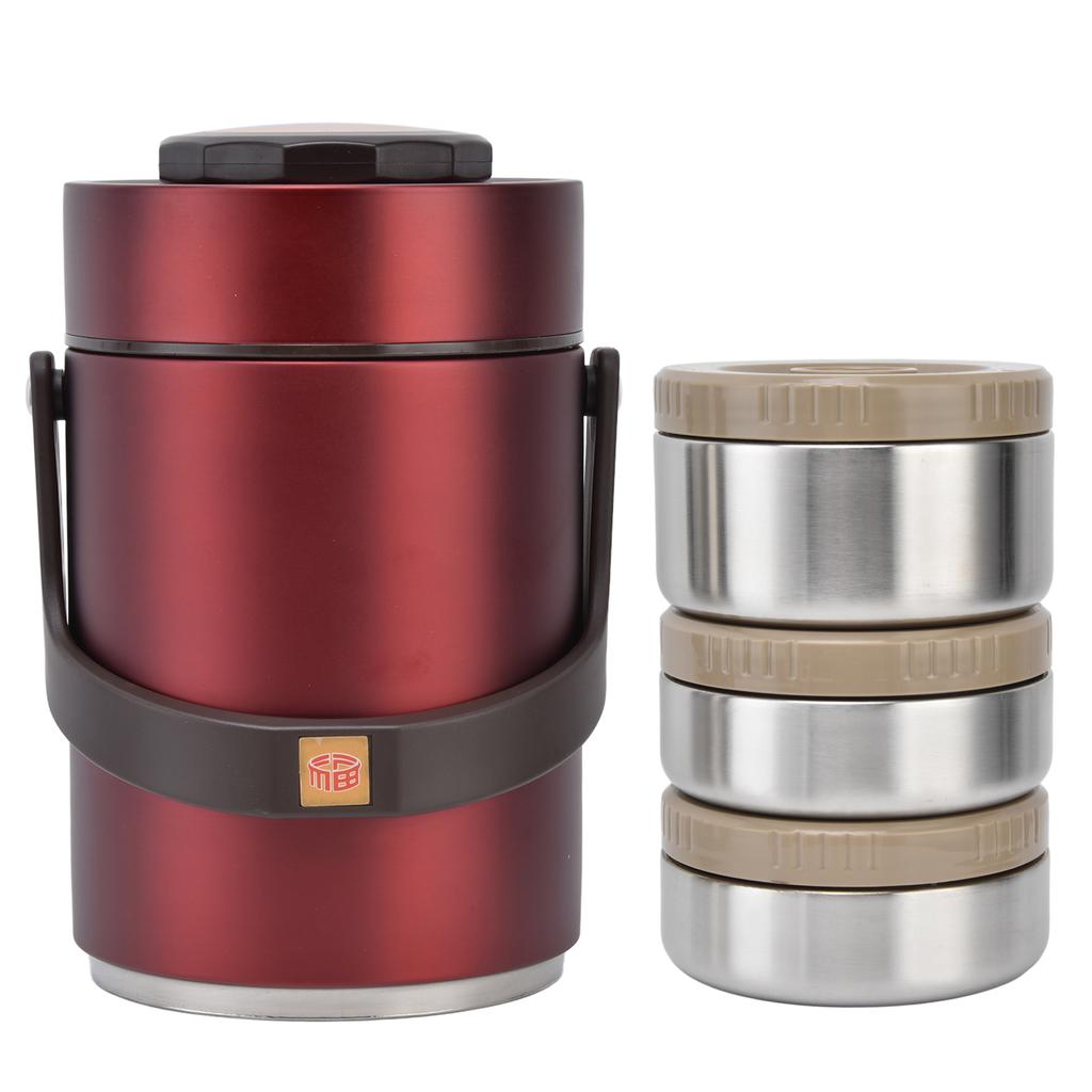 1Pcs 304 Stainless Steel Vacuum Insulation Lunch Box Portable 3 Layer Vacuum Insulated Barrel Multi Layer Insulated Lunch Box