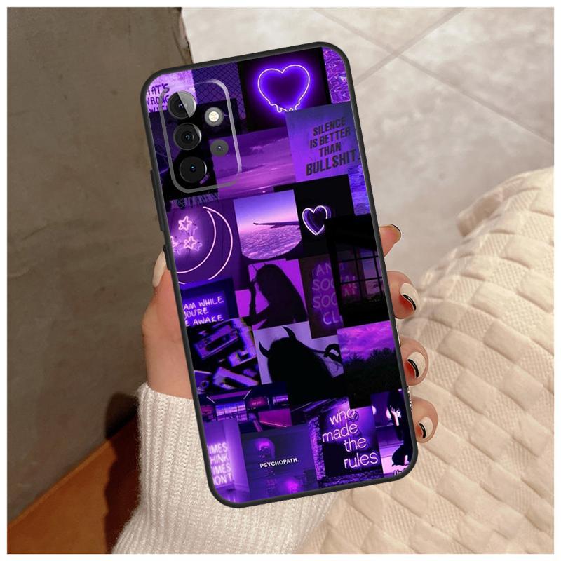 Purple aesthetic For Samsung Galaxy A12 A32 A52 A22 A16 A26 A36 A56 A06 A55 A35 A15 A54 A34 A14 A13 A53 Case