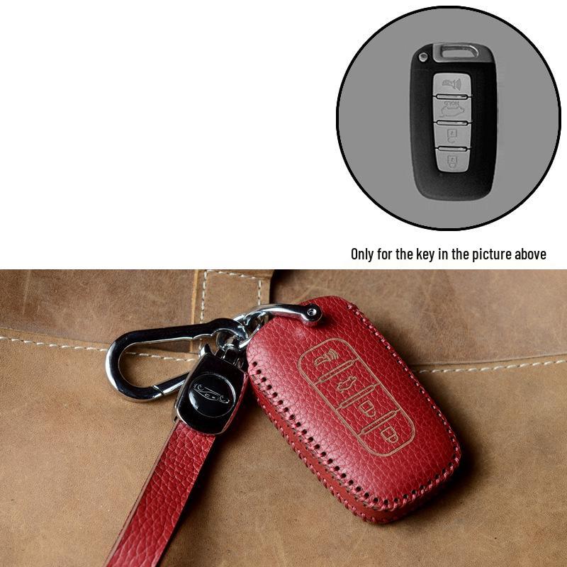 Hyundai Smart Key Cowhide Lanyard Case for Sonata, IX35, Tucson, Elantra, Yuedong, Santa Fe