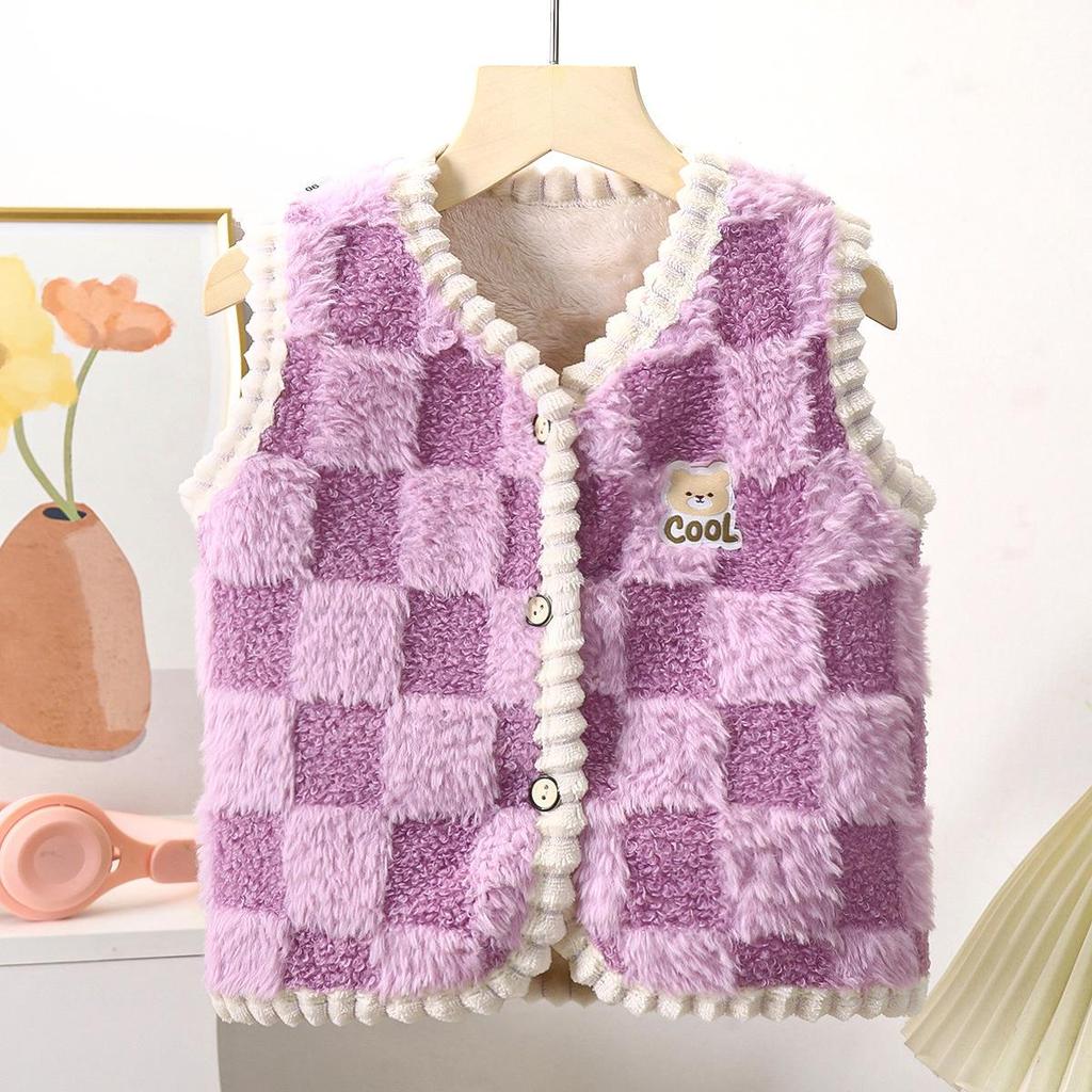 Kids' Fashionable Double-Sided Fleece Vest - Warm Sleeveless Jacket for Boys and Girls