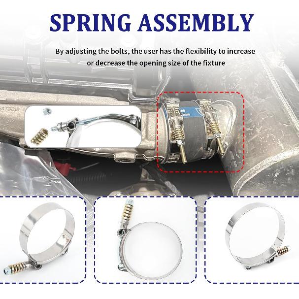 2PCS T Bolt Hose Clamp with Reinforced Spring,Stainless Steel Heavy Duty Hose Clamps Adjustable Range 4"-4.25"(102-110mm),Universal T-Bolt Hoses