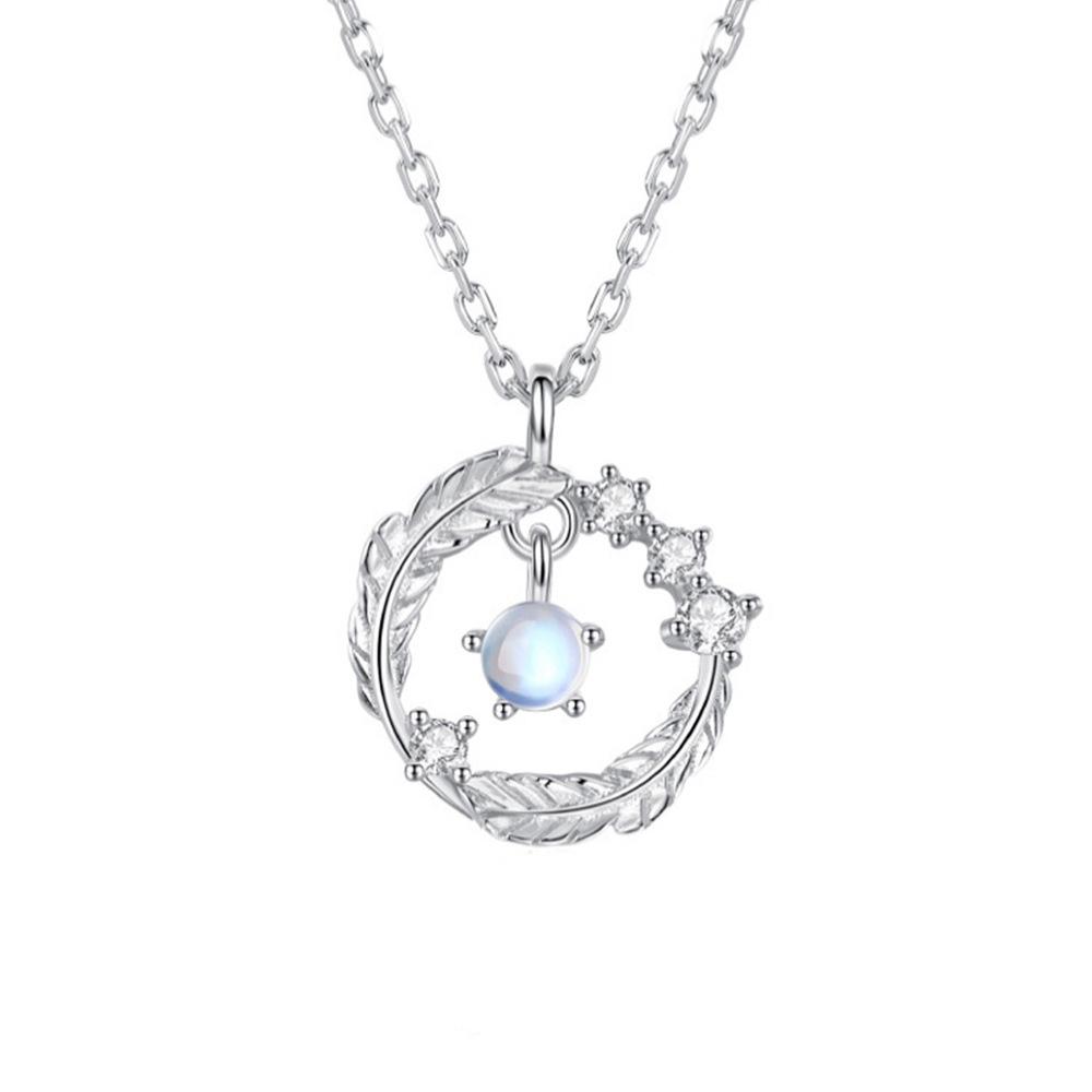 Moonstone Feather Your Accompanying Necklace Earrings Bracelet Set Female Style Feather Earrings Premium Romantic Bracelet