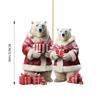 5PCS Cute Polar Bear Hanging Pendants 2D Acrylic Xmas Tree Ornament  for Cars Backpacks