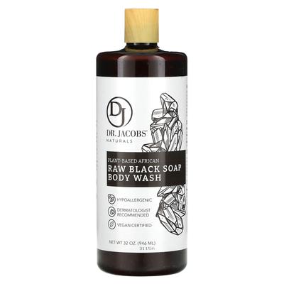 Botanical African Raw Black Soap Body Wash, 32 Oz (946 Ml)