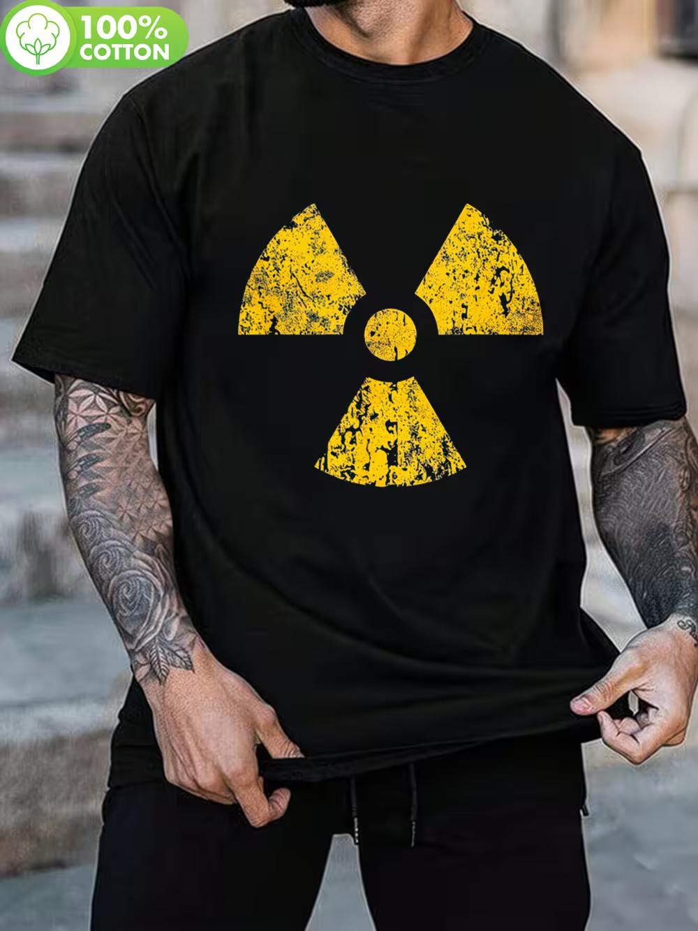 Retro Radioactive Emblem T-Shirt - Made from 100% 180Gsm Heavyweight Fabric XXXXL