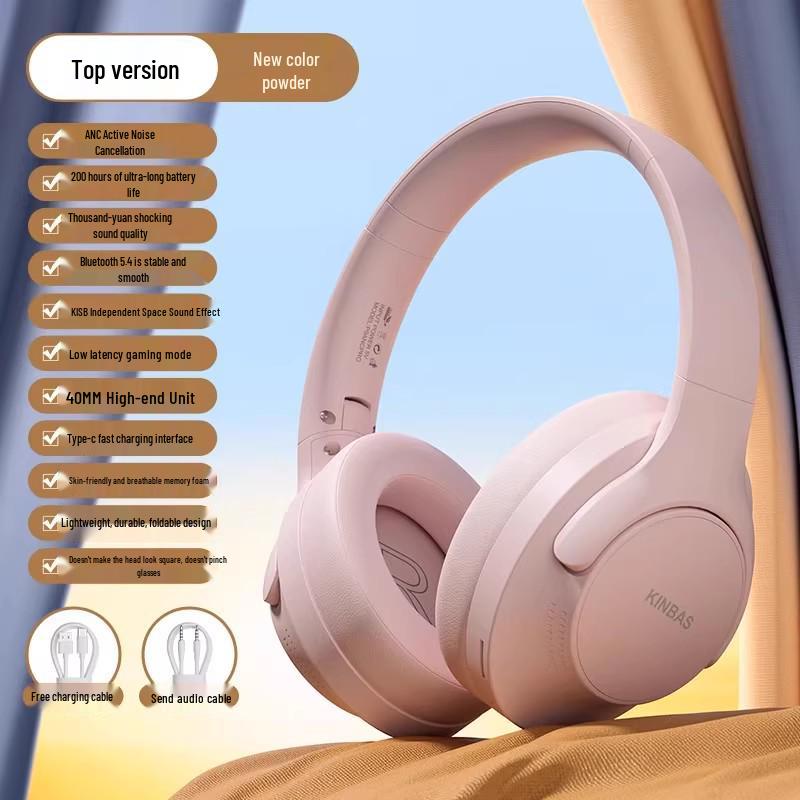 Kabellose Over-Ear Bluetooth-Kopfhörer mit 200 Stunden Akkulaufzeit, Geräuschunterdrückung und Gaming-Funktionen für Sport, Mobiltelefon und Computer
