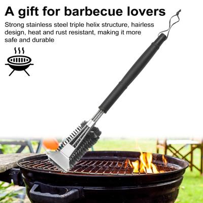 3-in-1 Grill Brush And Scraper Stainless Steel Bristle-Free Design Heat-Resistant Rust-Proof Efficient Cleaning Tool for All Grills