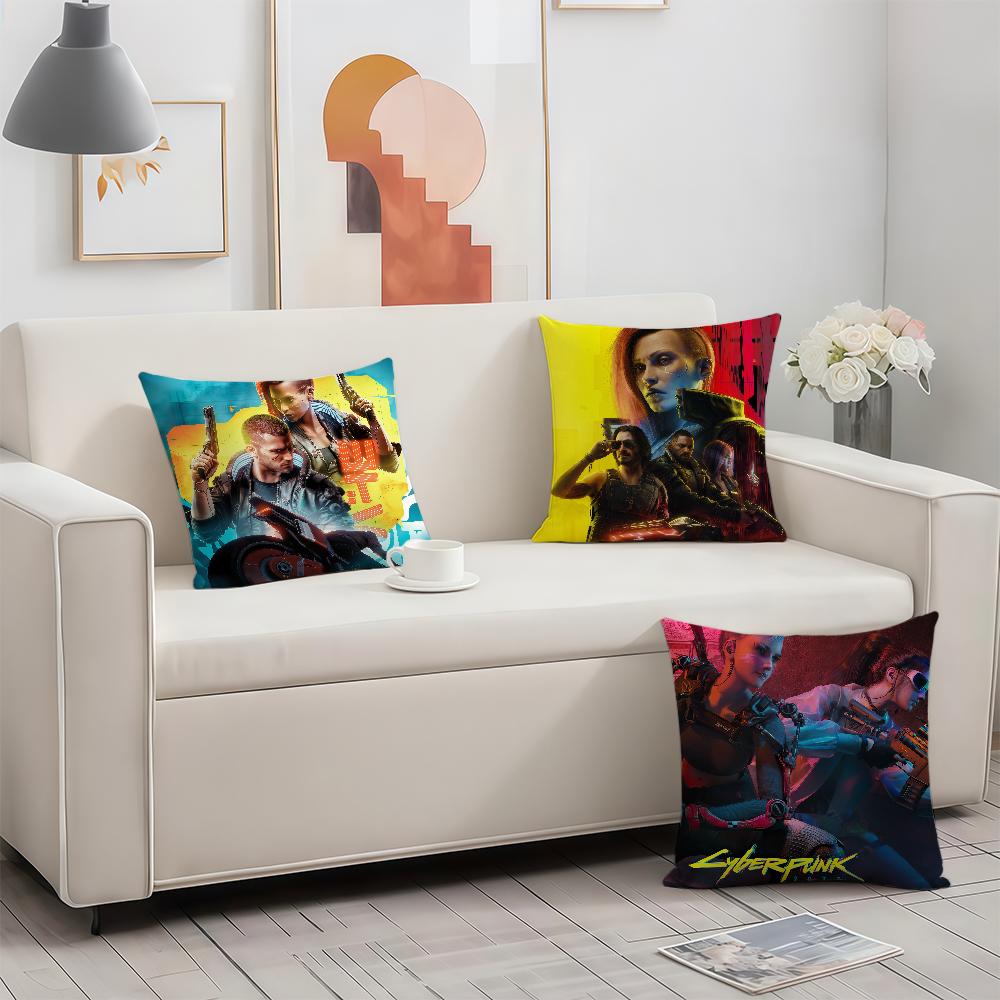 C-Cyber P-Punk Games 2077 cushion cover Square Sofa Cushion Cover Casual Skin-Friendly Comfortable Pillow Cover