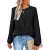 Women's Solid Color Round Neck Elegant Petal Hollow Long-sleeved T-shirt