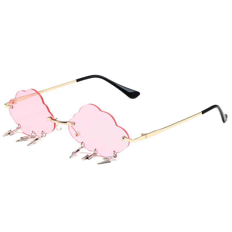 New Cloudd Fashion Sunglasses Female's Decorative Lightning Pendant Metal Sun Spectacles Female Outdoor Travel Eye Spectacles UV 400 Protection