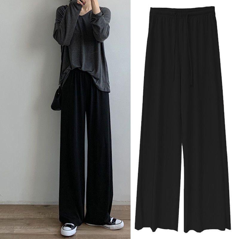 2025 New High-Waisted White Wide-Leg Casual Slimming Petite Sweatpants for Women