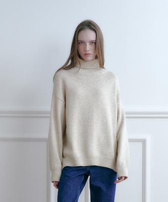 Solteuaenchokollis Rustic Wool Essential Turtleneck Knit Oatmeal 4W2245301