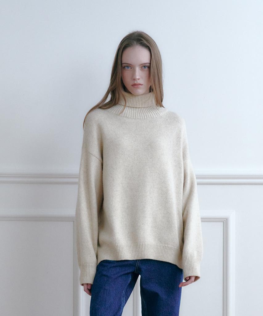 Solteuaenchokollis Rustic Wool Essential Turtleneck Knit Oatmeal 4W2245301