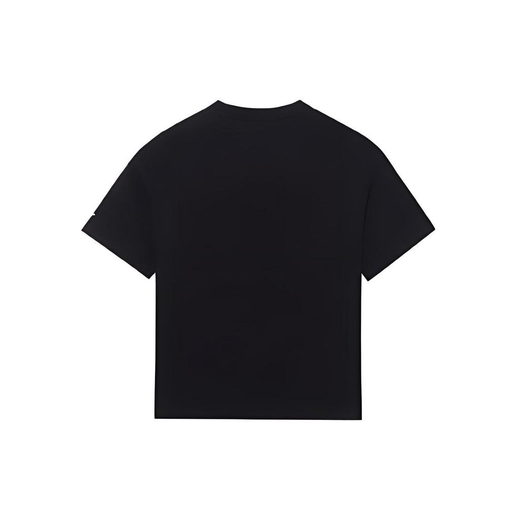 Li-Ning Sport Fashion Series Round Neck Logo Print Short Sleeve T-Shirt Women Tops Black AHSR966-5