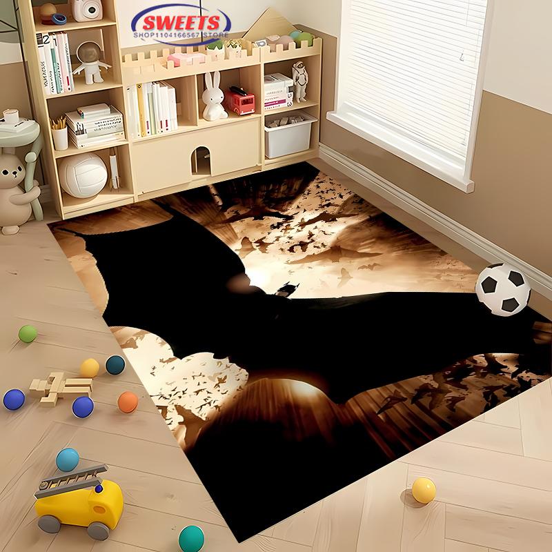 Tappeto Classico DC Batman, Logo Batman Soggiorno Camera da Letto Bambini Tappetino da Letto, Tappeto Confortevole Antiscivolo Resistente, Tappeto Lavabile in Lavatrice