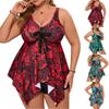 Damen Zweiteiliges Bikini-Set Große Größe Rock Gespalten Badeanzug