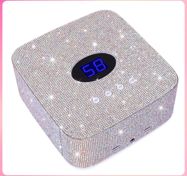Rhinestone Wireless Rechargeable 54W Nail Lamp - Smart Induction, Quick Dry, No Blackening Hands