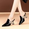 Fashion Cover Toe Shoes Big Size Slippers Heels Mules For Women 2025 Square Heel Slides High Block Pointed Sexy Pumps High-Heeled Shoes