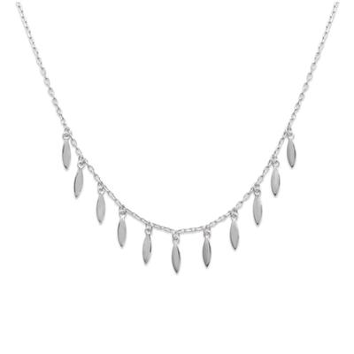 [P1972] - Silver 'Navajos' Silver Necklace (rhodium-plated) - 70x10 Mm