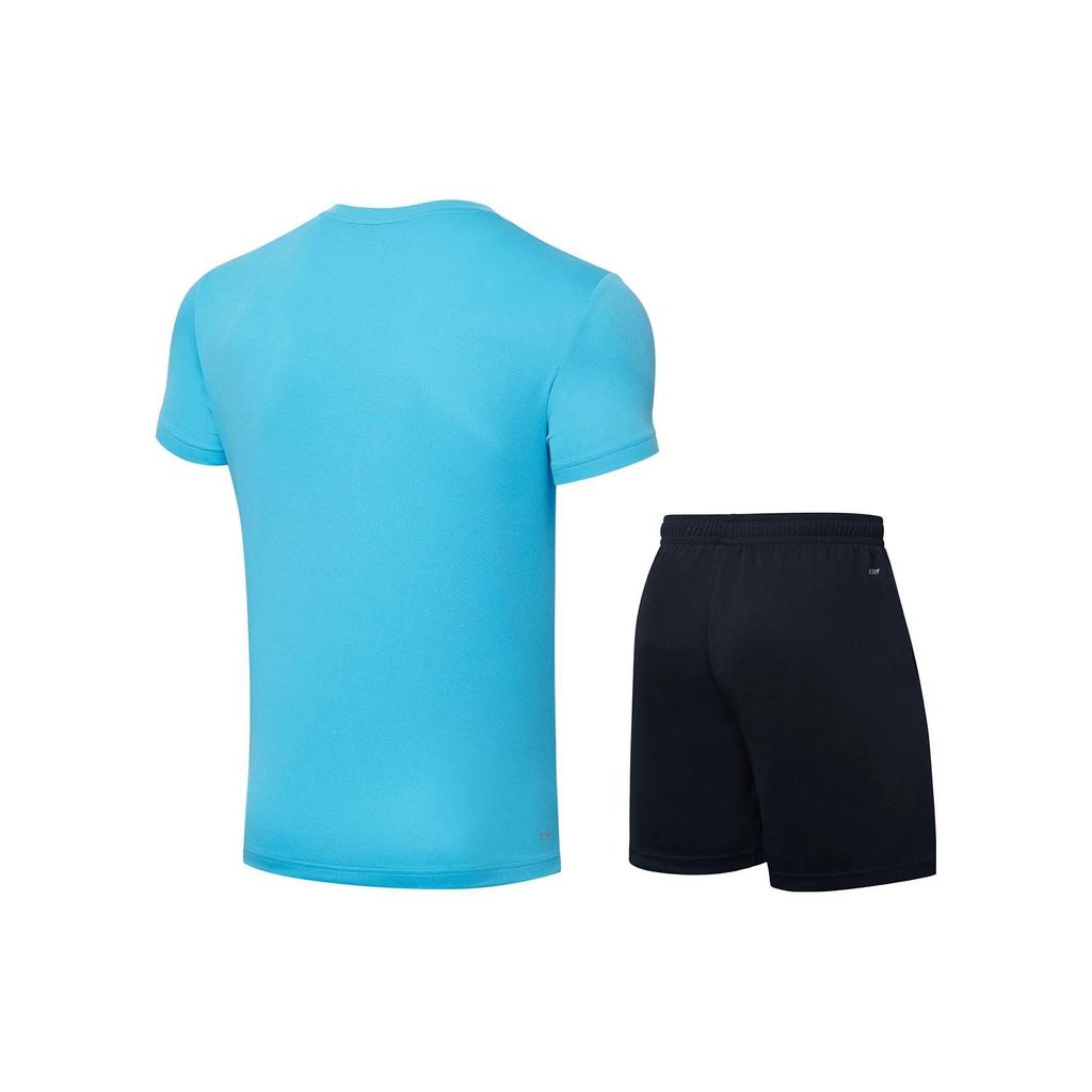 Li Ning Badminton Series Quick-Dry Cool V-Neck Short Sleeve T-Shirt Mid-Waist Straight Leg Shorts Basketball Set Unisex Sportswear AATT021-3