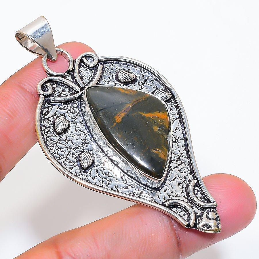 Natural Sonora Sunrise Gemstone 925 Sterling Silver Jewelry Pendant 2.68" ZS-669